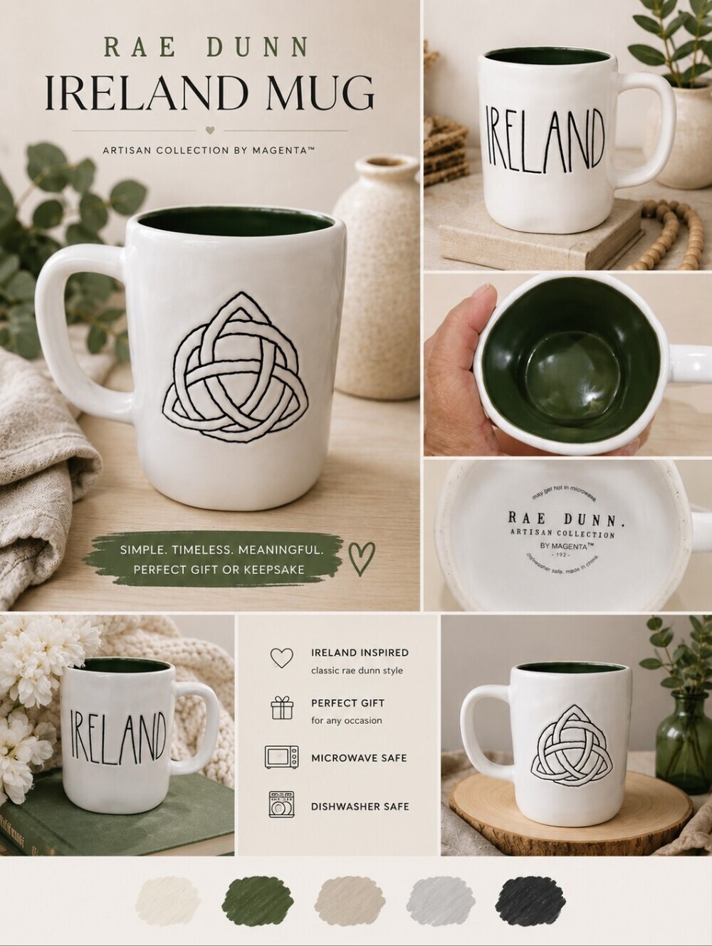 Rae Dunn Artisan Collection by MAGENTA Celtic Knot "IRELAND" Ceramic Mug